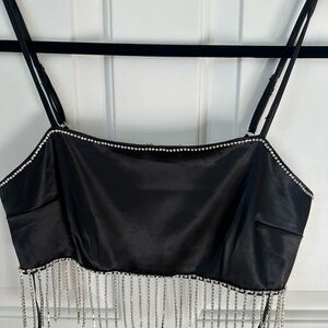Altar'd State Black rhinestone fringe  Top